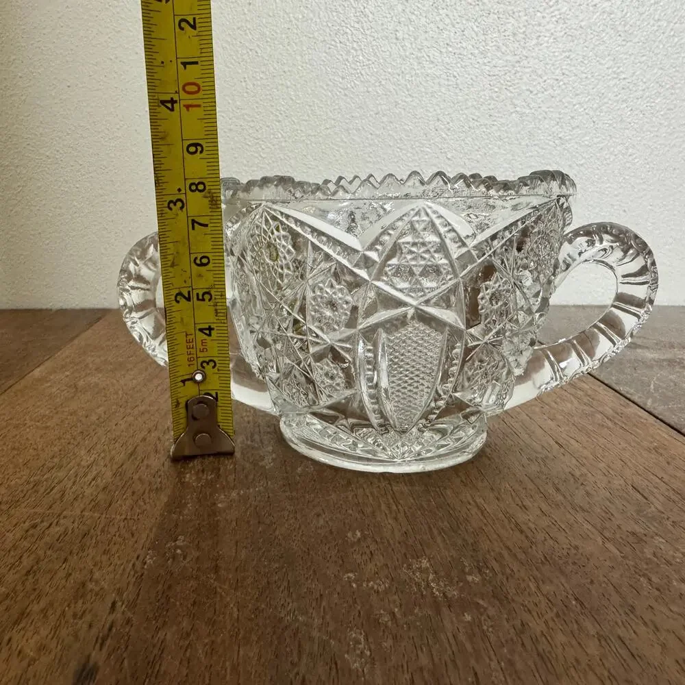 McKee Glass Company‎ Vintage Prescut Pressed Glass Open Sugar Bowl